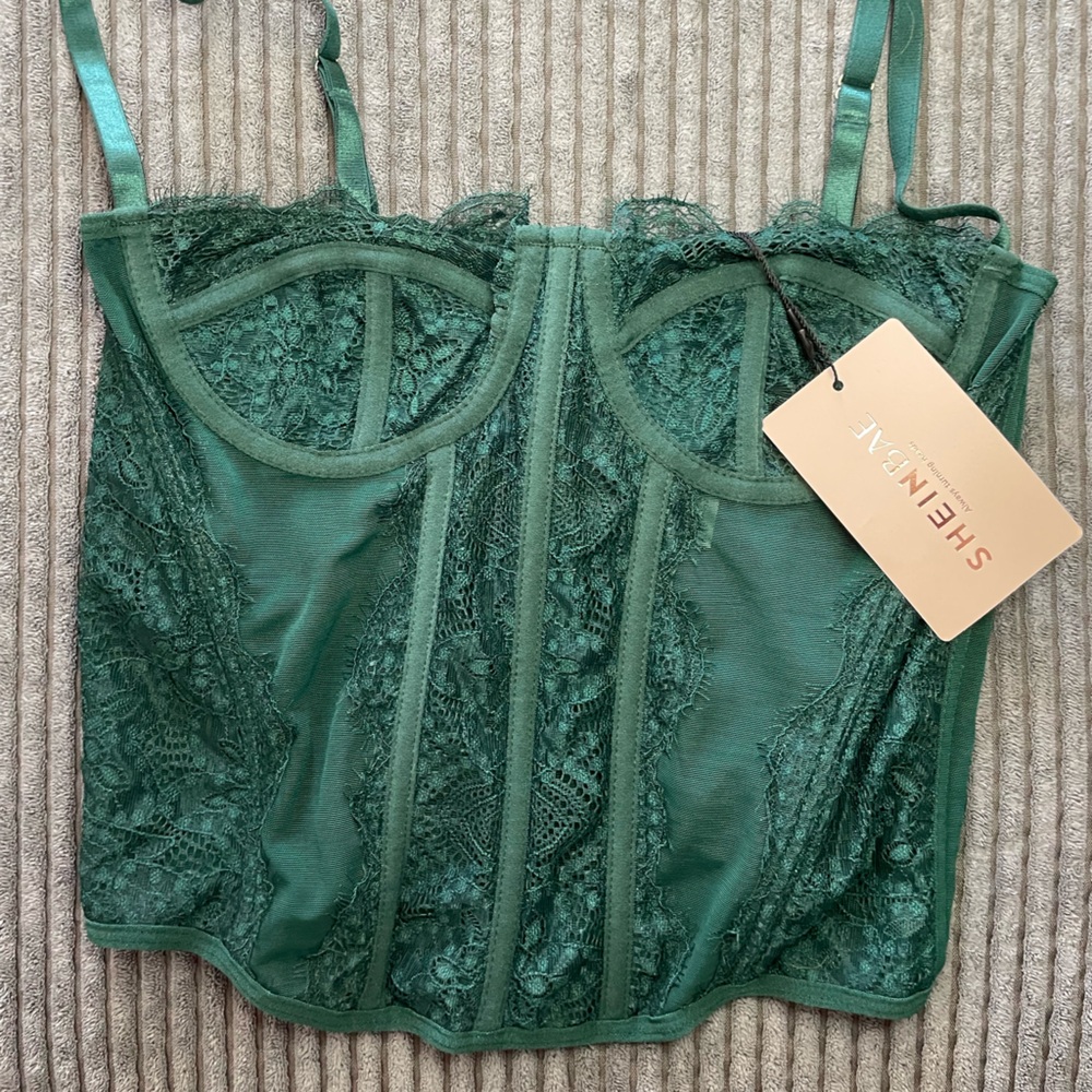SHEIN Green Lace Corset